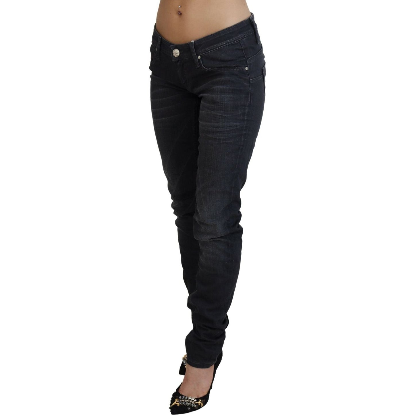 Acht Black Washed Low Waist Slim Fit Cotton Denim Jeans PAN72697-26
