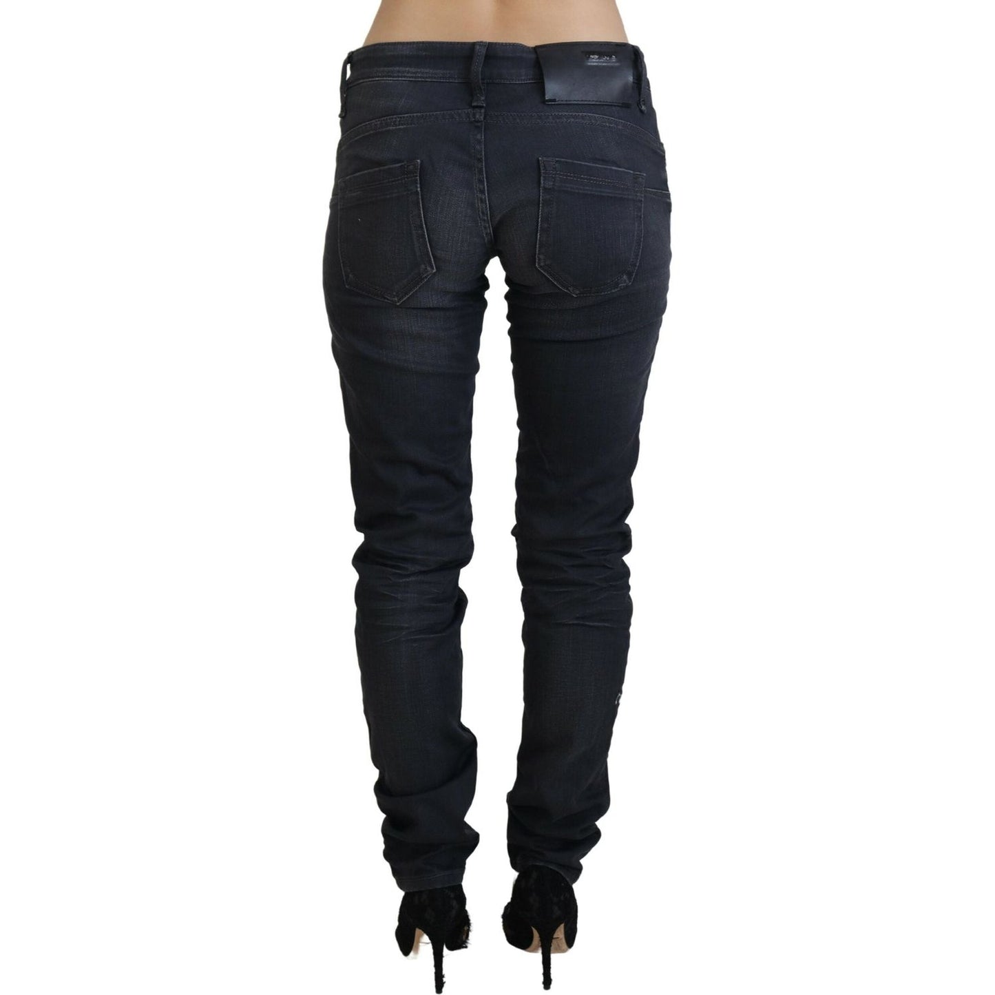 Acht Black Washed Low Waist Slim Fit Cotton Denim Jeans PAN72697-26
