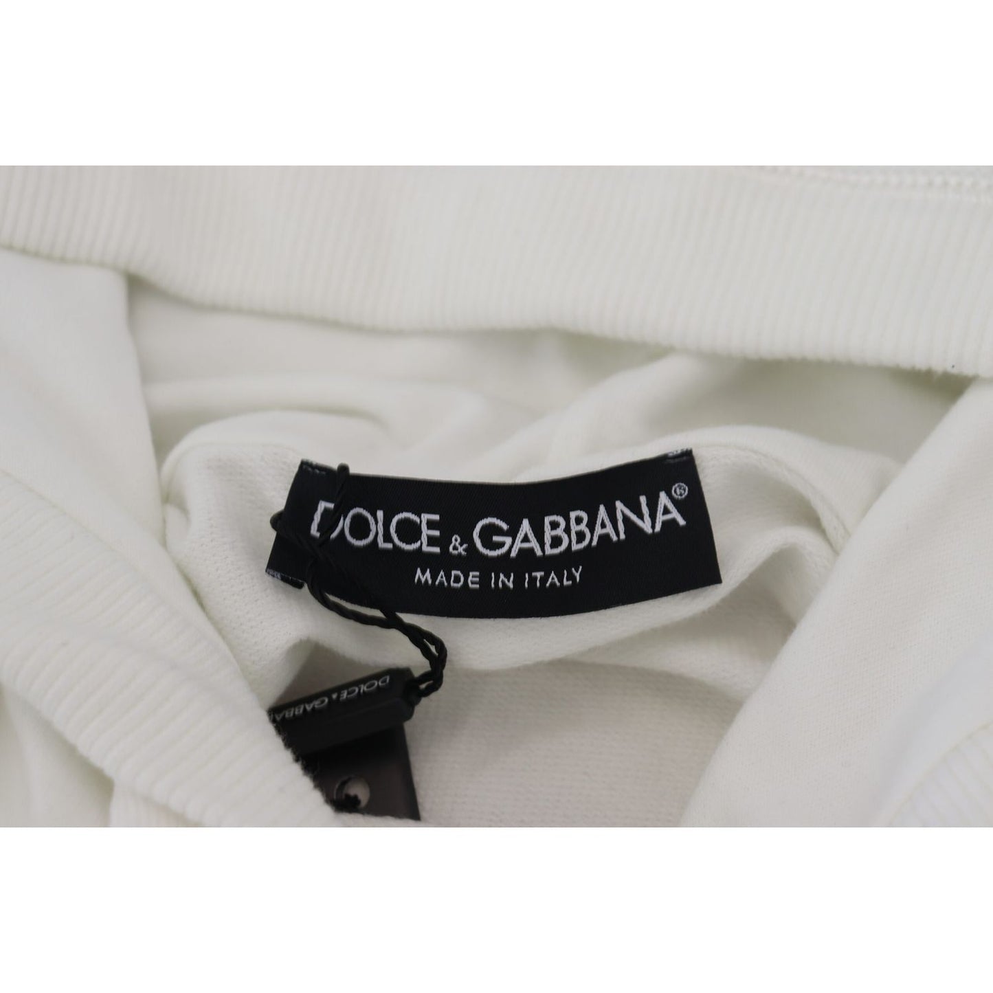 Dolce & Gabbana White Cotton Hooded Sweatshirt Logo Sweater