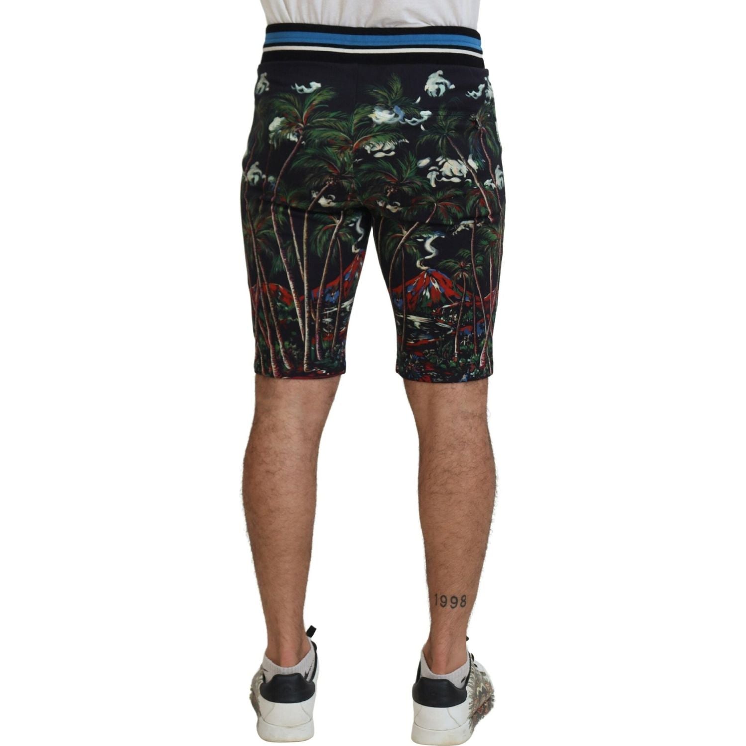 Dolce & Gabbana Black Cotton Volcano Print Casual Shorts