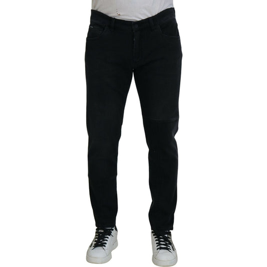 Dolce & Gabbana Black Angel Embroidery Skinny Denim Jeans