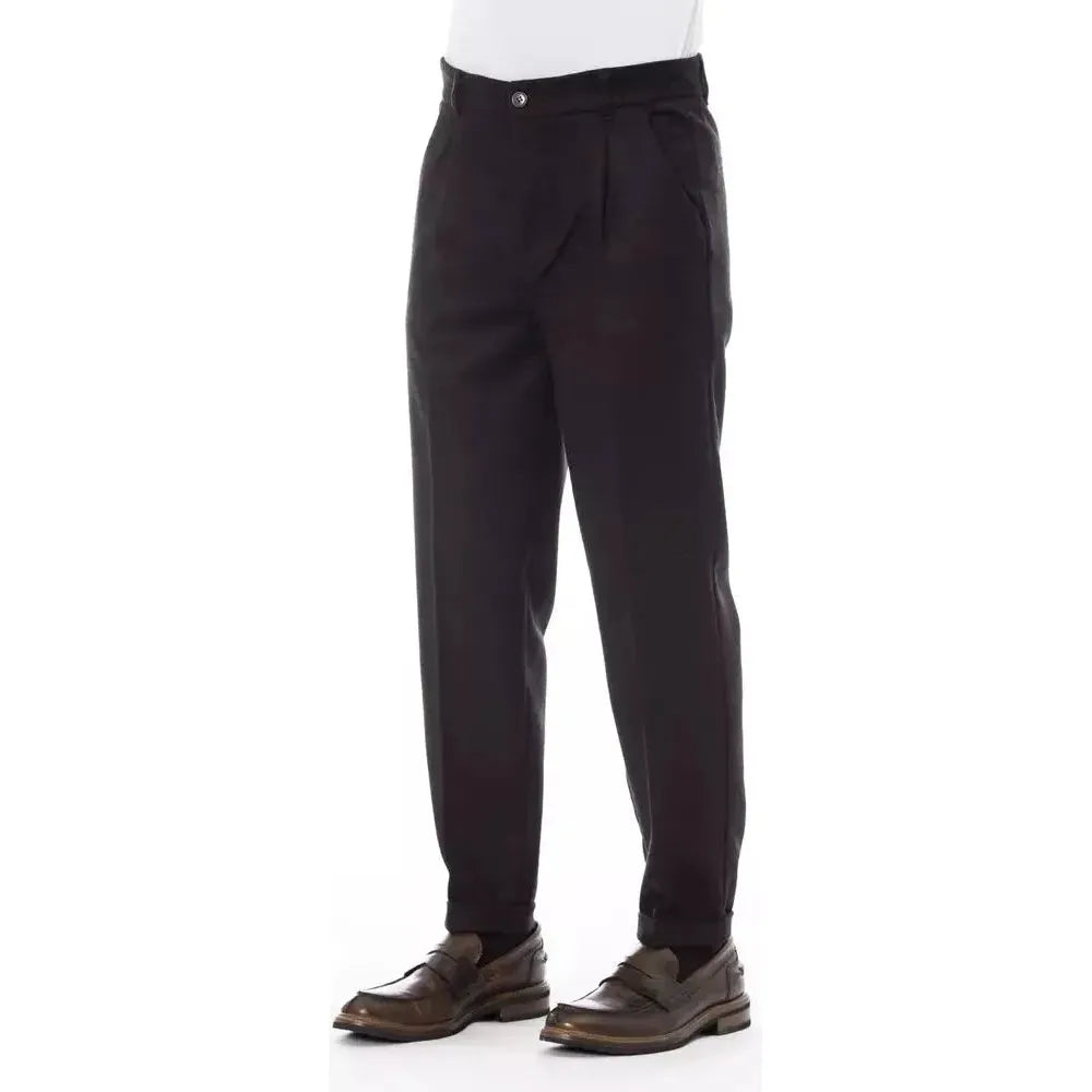 Alpha Studio Brown Wool Men Pant AL-23400-IT48 | M