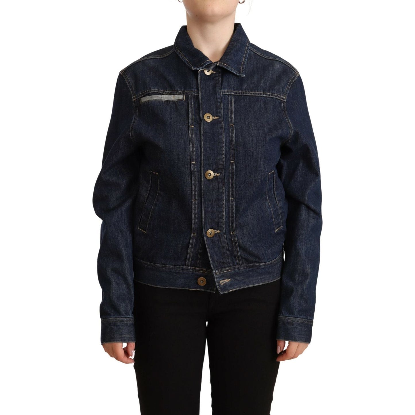Master Coat Dark Blue Button Down Long Sleeves Denim Jacket