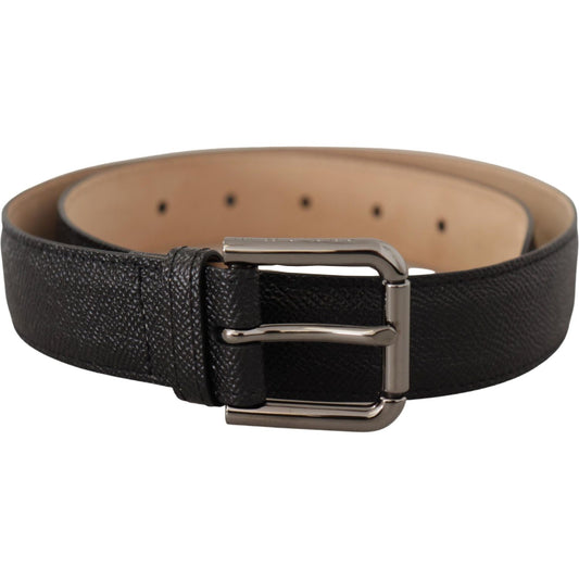 Dolce & Gabbana Black Calf Leather Brown Backend Belt