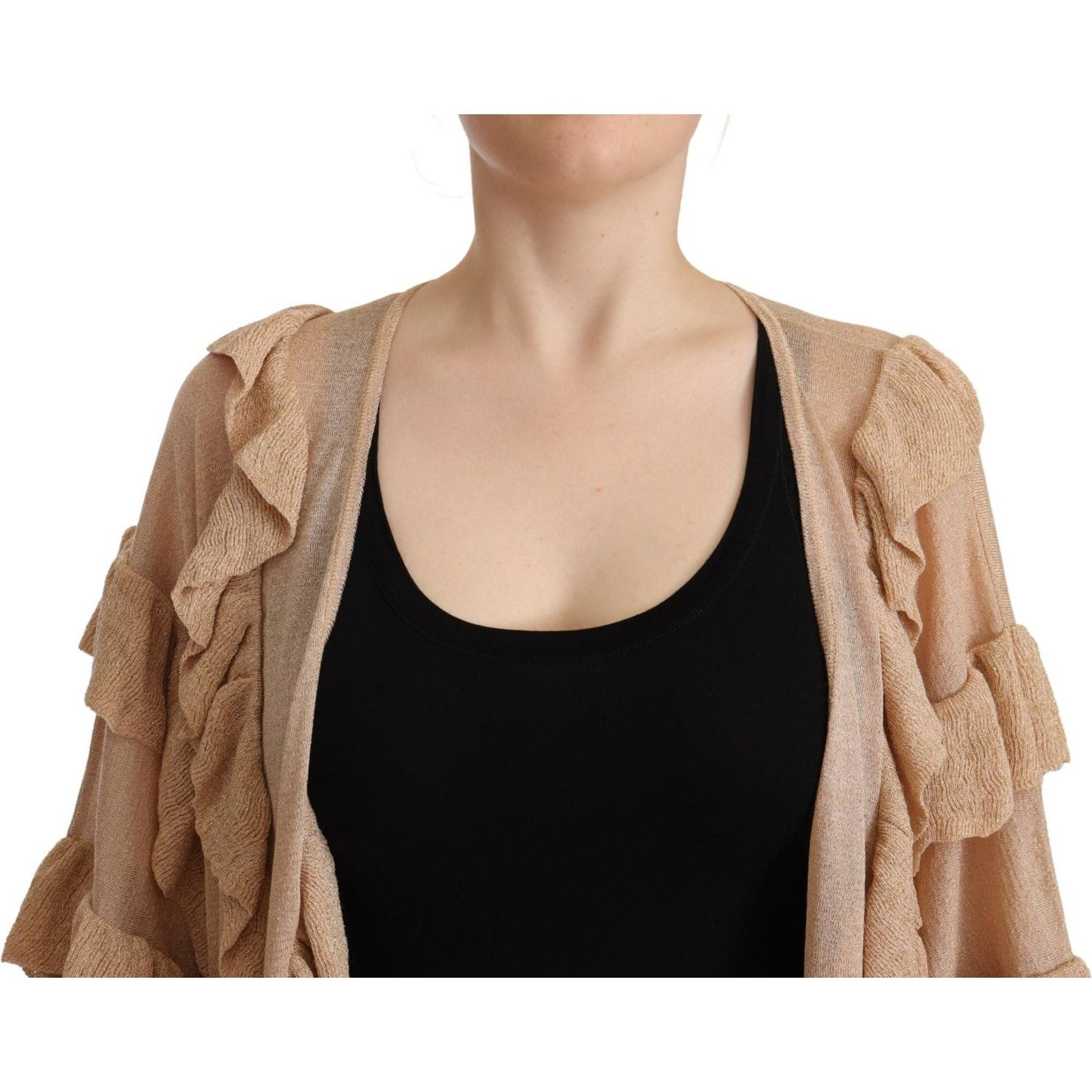 Aniye By Beige Ruffle Long Sleeves Open Front Cardigan Sweater TSH7190-40