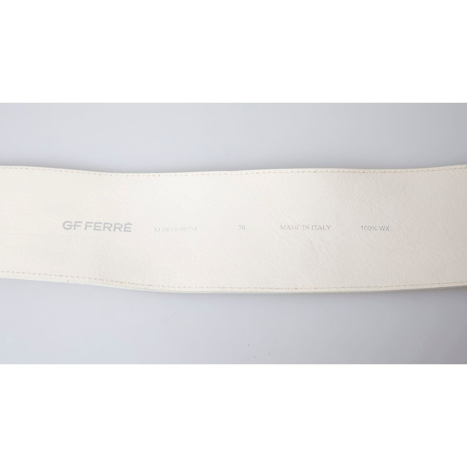 GF Ferre Off White Waxed Cotton Wide Fashion Waistband Belt