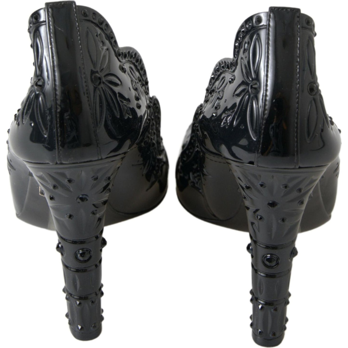 Dolce & Gabbana Black CINDERELLA Floral Crystal Heels Shoes LA10232-39