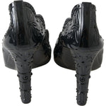 Dolce & Gabbana Black CINDERELLA Floral Crystal Heels Shoes LA10232-39