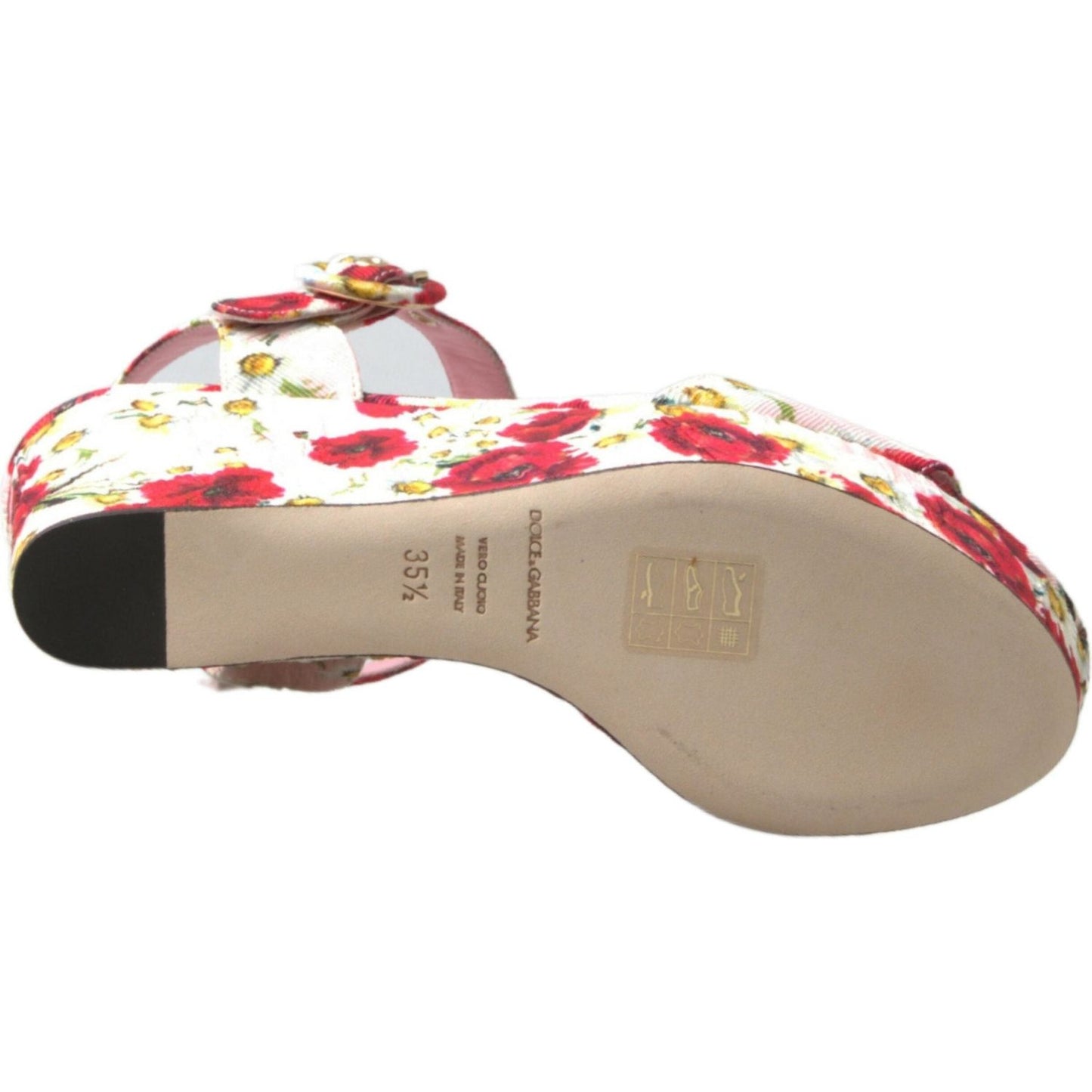 Dolce & Gabbana Multicolor floral print Wedges Floral Ankle Strap Sandals LA10215-35.5