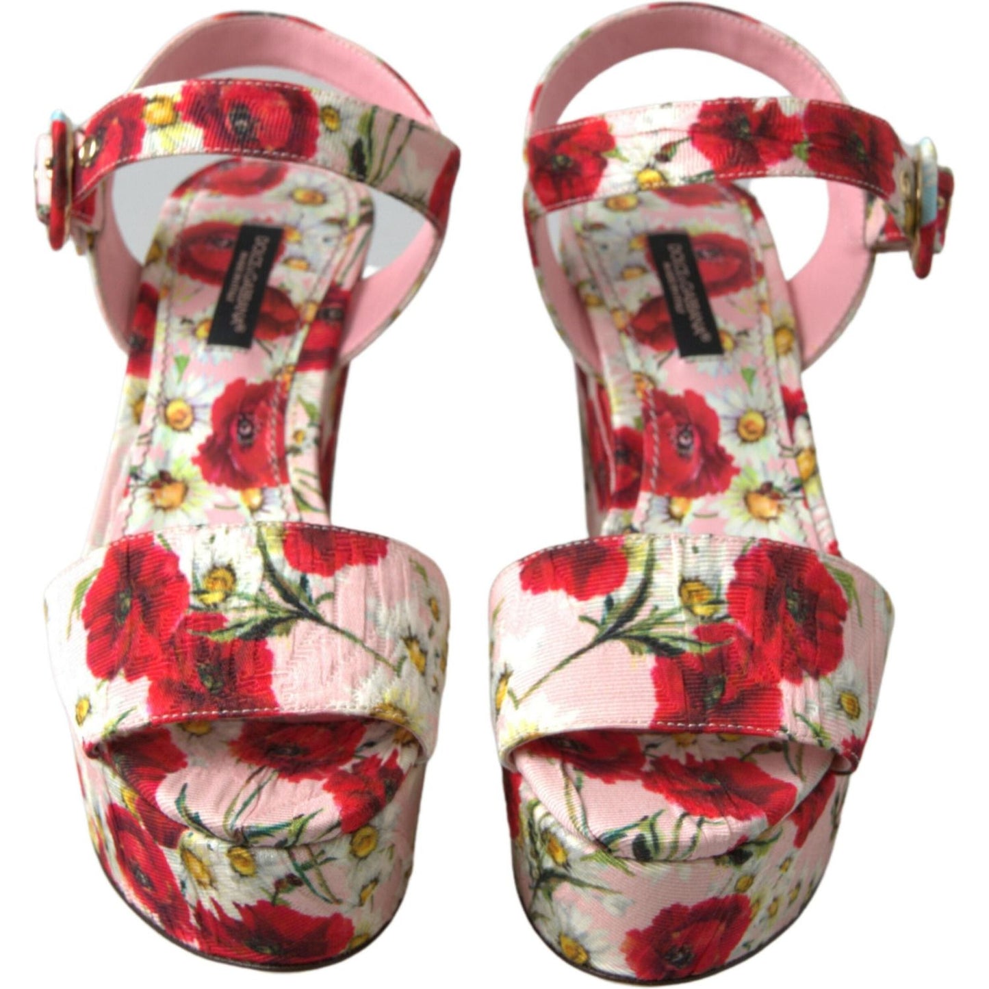 Dolce & Gabbana Multicolor floral print Wedges Floral Ankle Strap Sandals LA10215-35.5