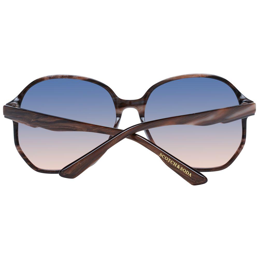 Scotch & Soda brown butterfly sunglasses for women, full-rim acetate frames, multicolor gradient lenses, UVA/UVB protection, stylish design.