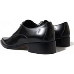 Dolce & Gabbana Black Leather Lace Up Formal Flats Shoes LA10446-38