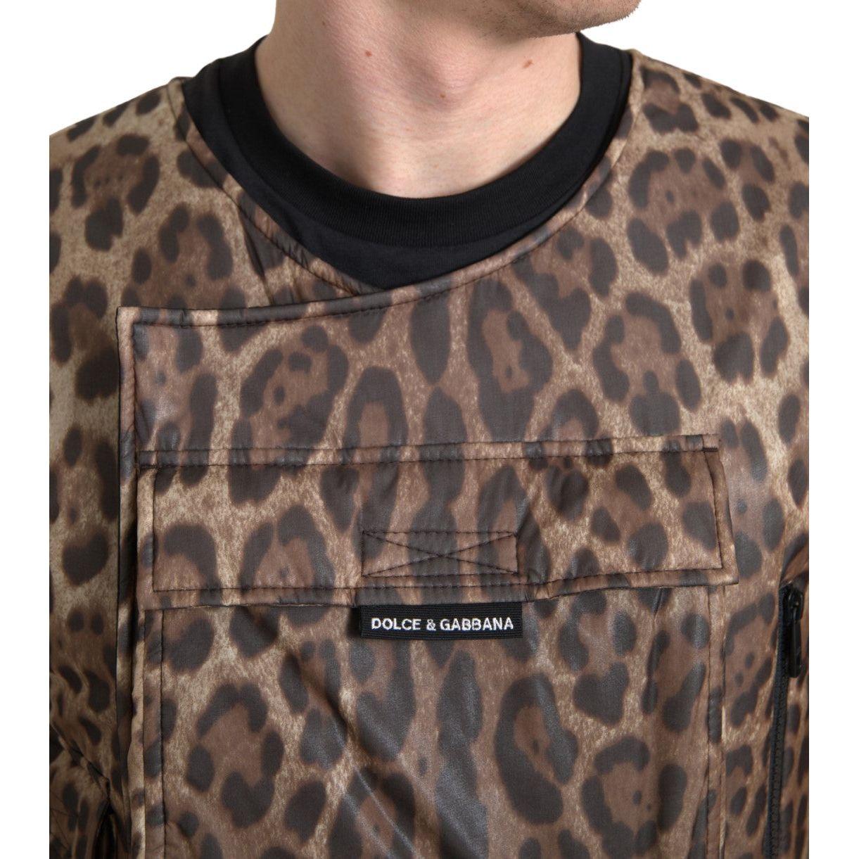 Dolce & Gabbana Brown Leopard Silk Sleeveless Sportswear