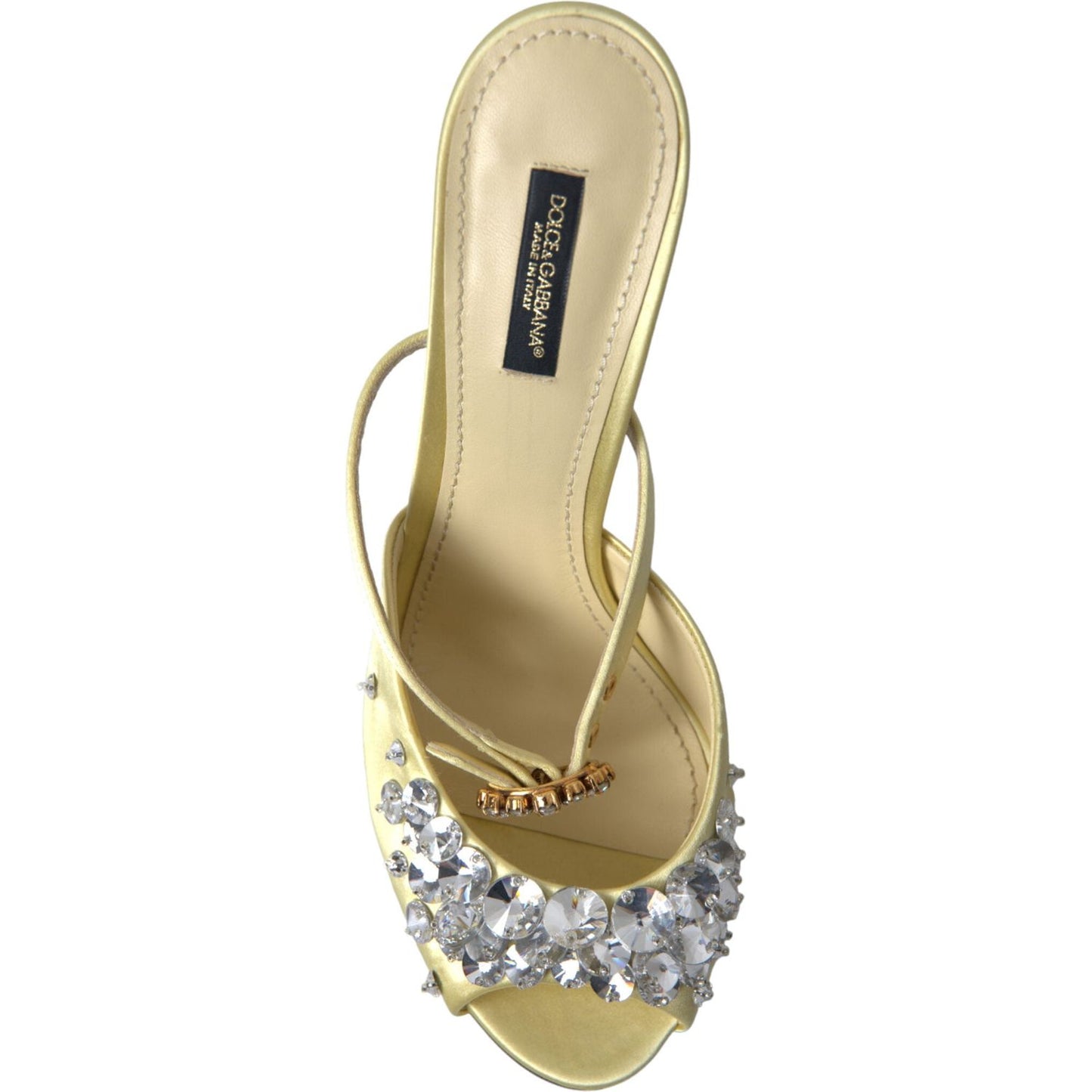 Dolce & Gabbana Yellow Satin Crystal Mary Janes Sandals LA10359-39