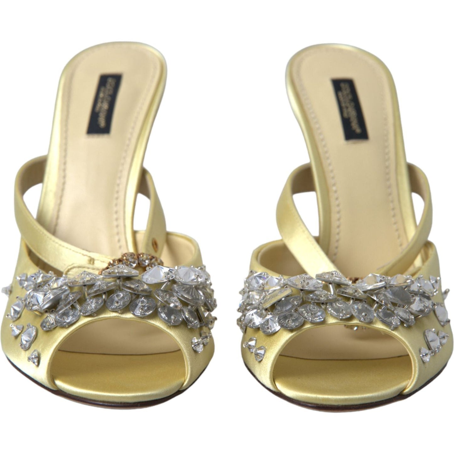 Dolce & Gabbana Yellow Satin Crystal Mary Janes Sandals LA10359-39
