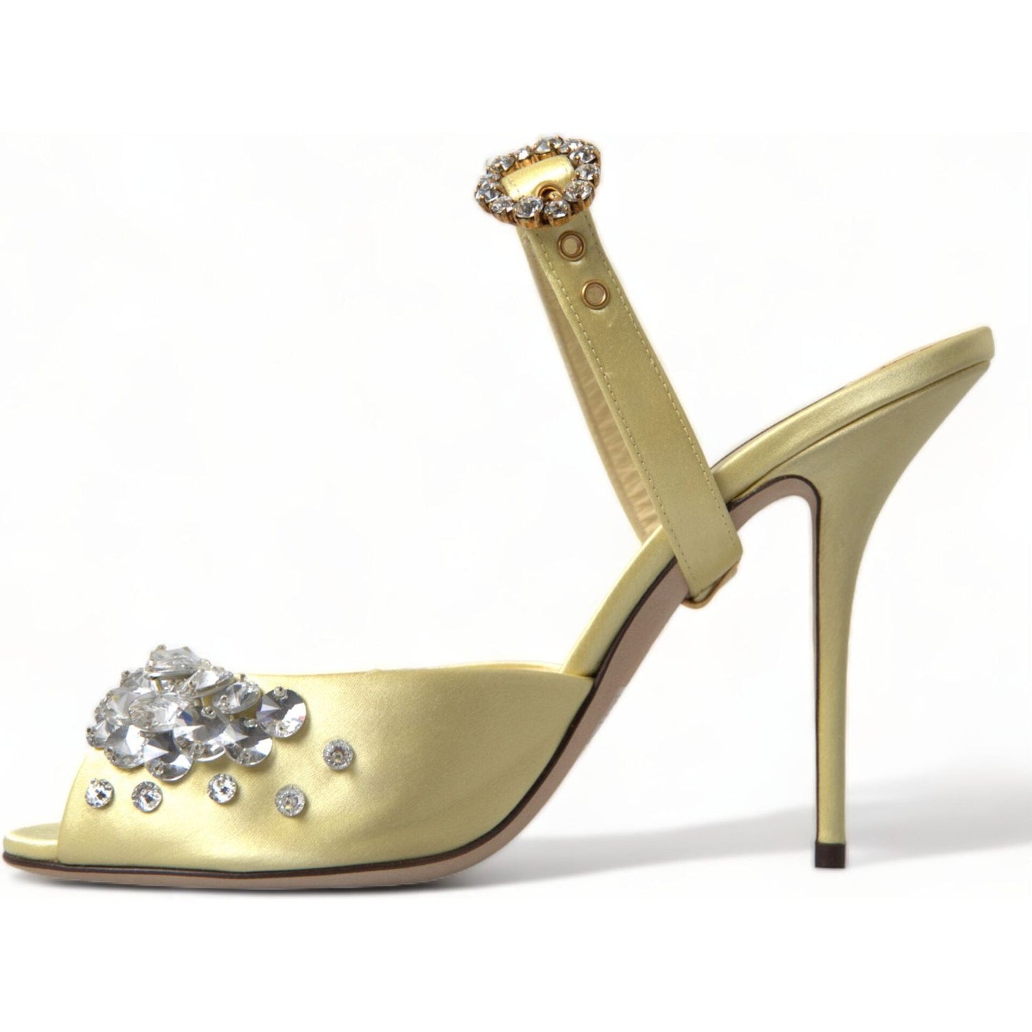 Dolce & Gabbana Yellow Satin Crystal Mary Janes Sandals LA10359-39