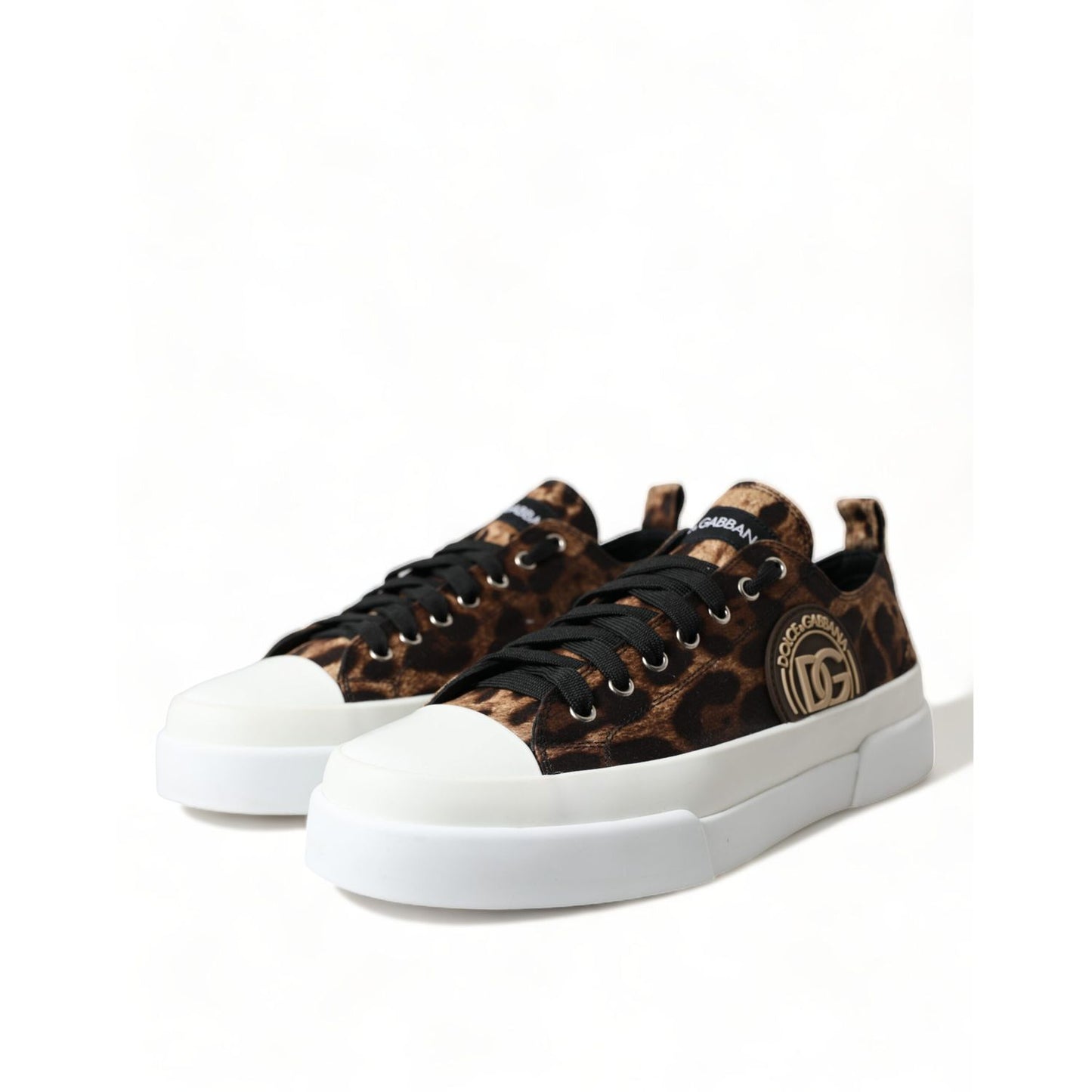 Dolce & Gabbana Brown Leopard Canvas Sneakers Shoes
