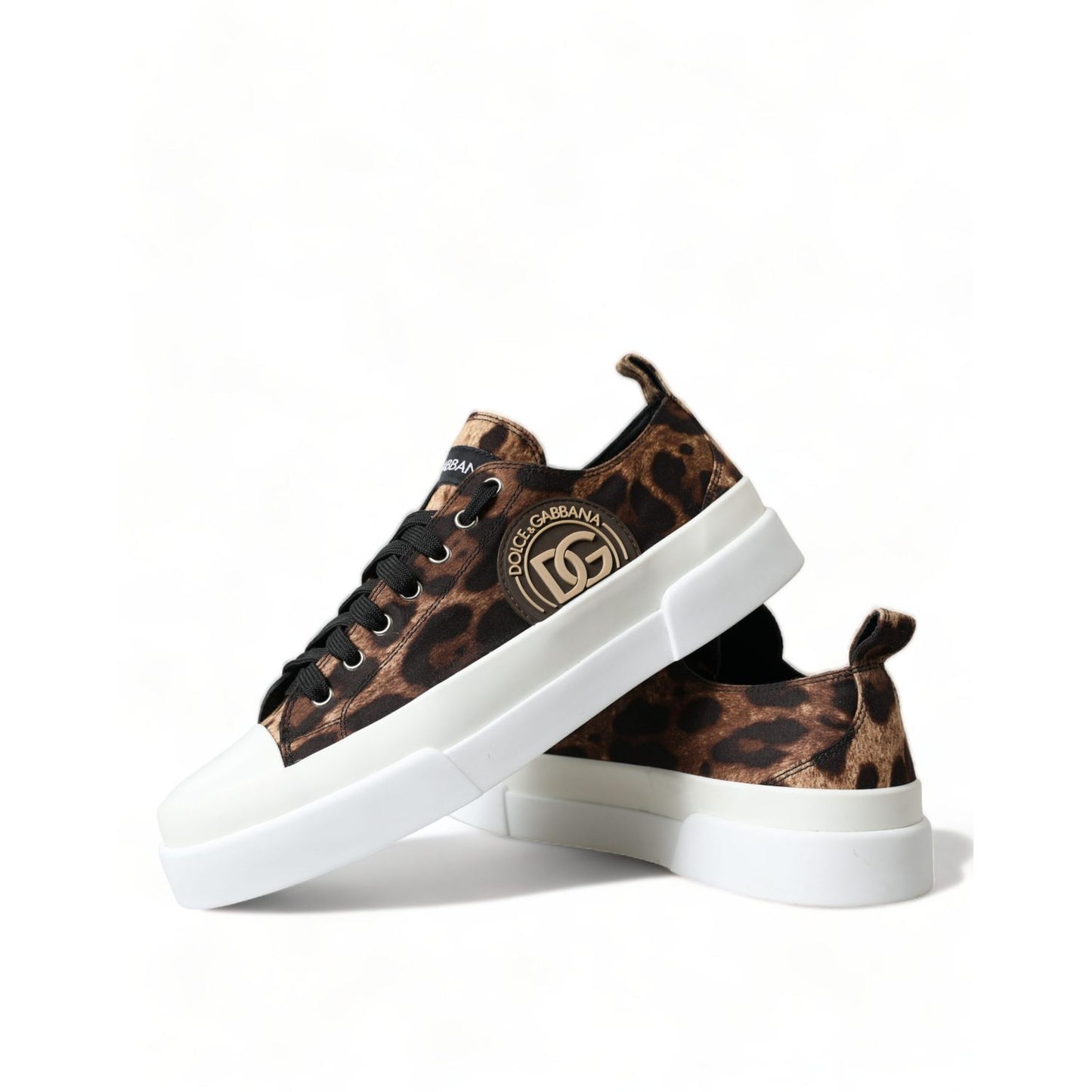 Dolce & Gabbana Brown Leopard Canvas Sneakers Shoes