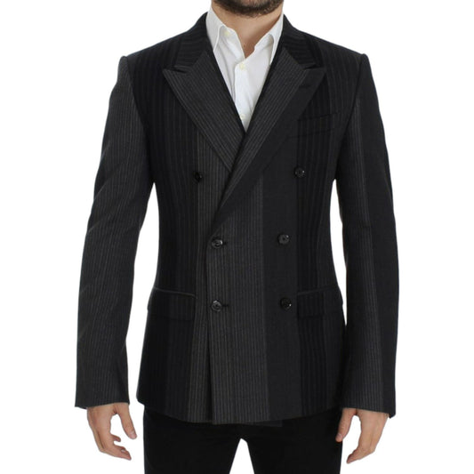 Dolce & Gabbana Gray striped wool stretch blazer