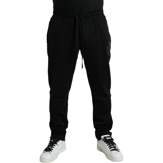 Dolce & Gabbana Black Cotton Logo Jogger Men Sweatpants Pants