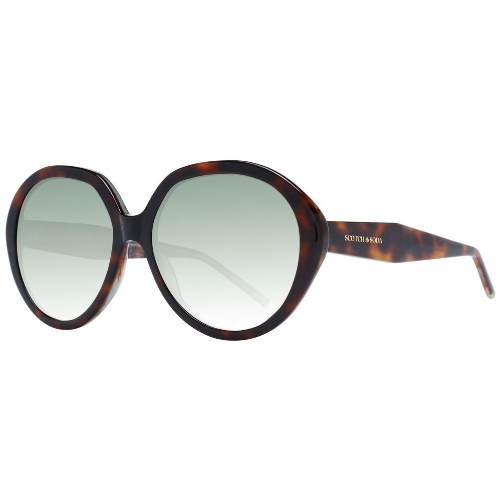Scotch & Soda brown women sunglasses with full-rim acetate frame and multicolor gradient lenses. Round style for UVA & UVB protection.