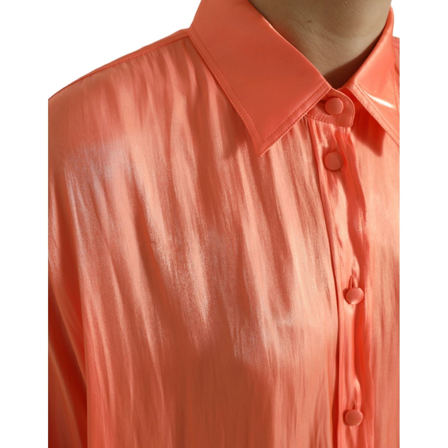 Dolce & Gabbana Peach Long Sleeve Button Down Blouse Top TSH84224-48