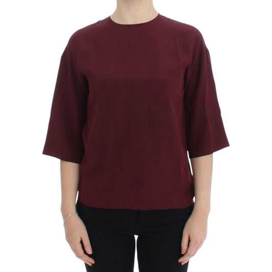 Dolce & Gabbana Red 3/4 sleeve silk blouse