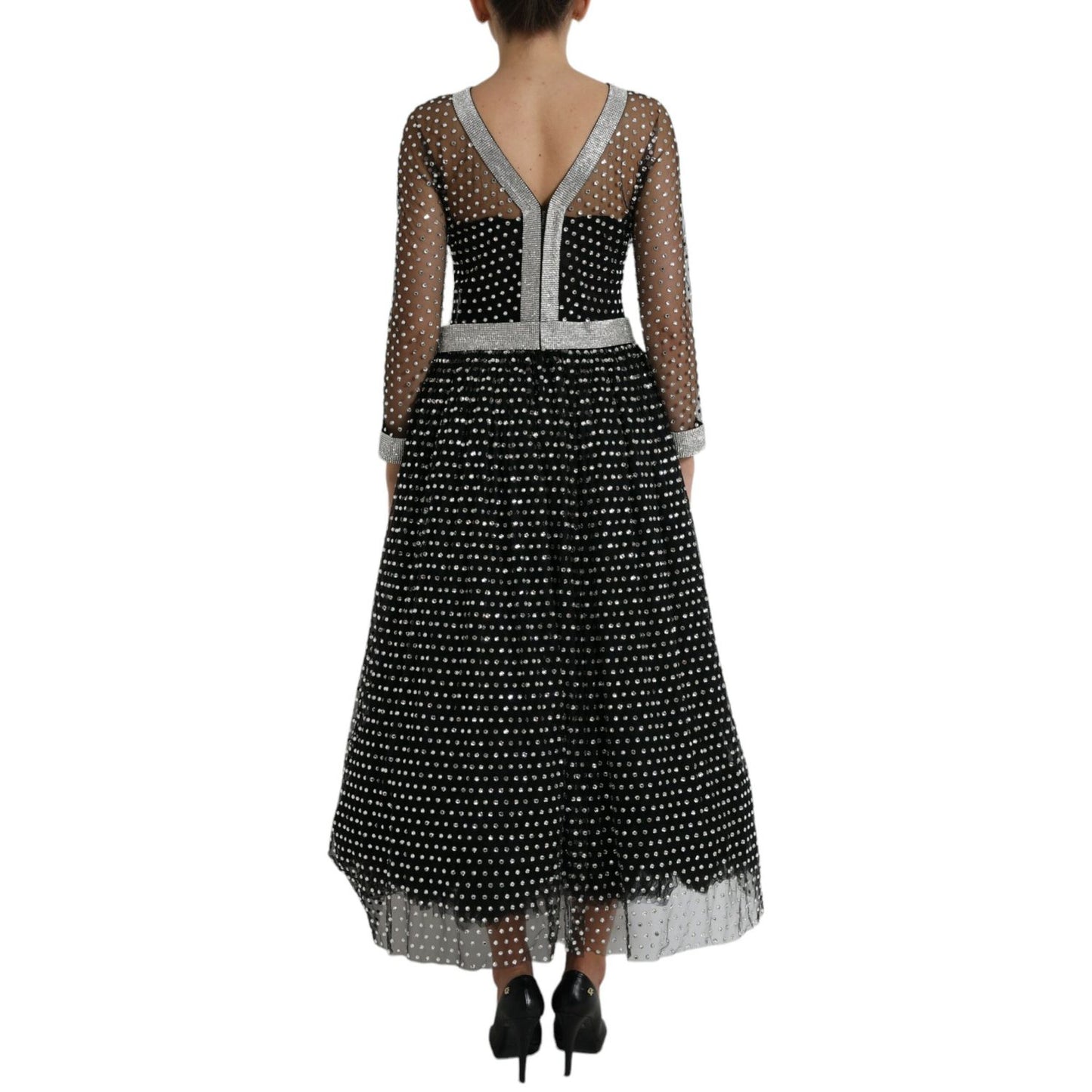 Dolce & Gabbana Black Crystal Embellished A-line Gown Dress