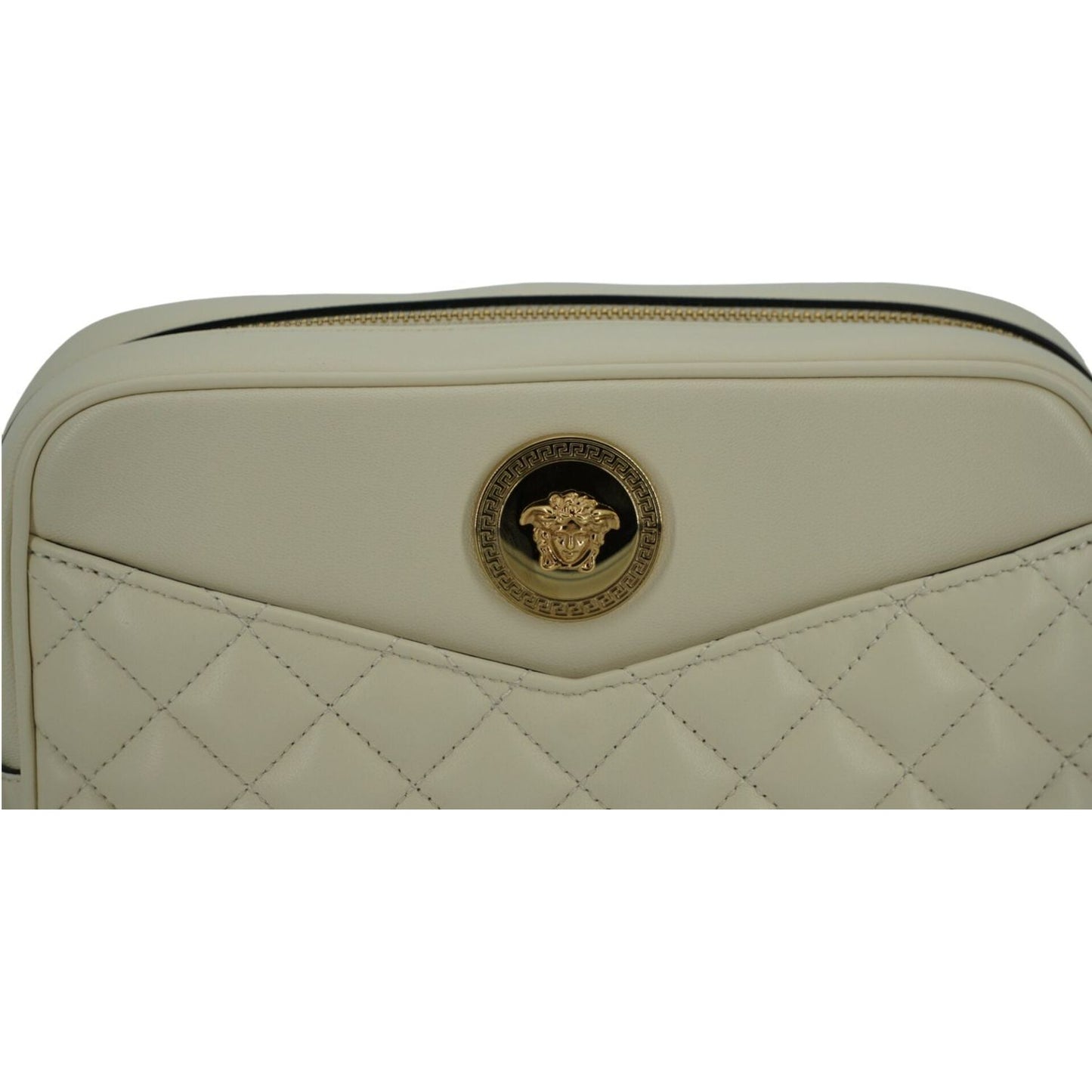 Versace Elegant White Leather Camera Shoulder Bag 8056204191268