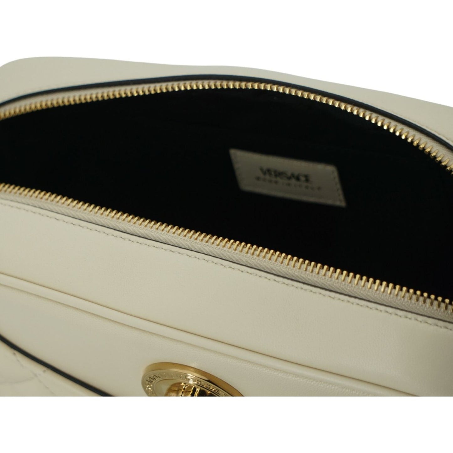 Versace Elegant White Leather Camera Shoulder Bag 8056204191268