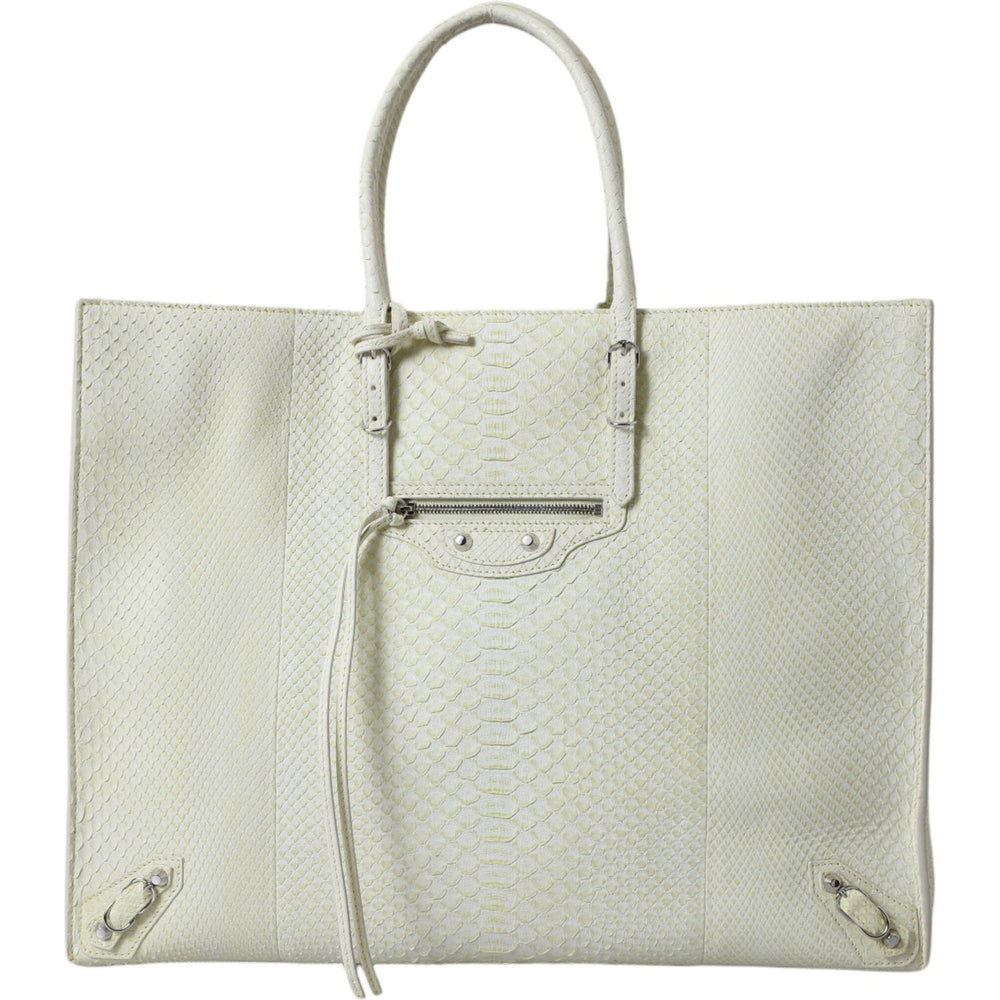 Balenciaga White Yellow Exotic Skin Leather Shopping Tote PAPIER Bag BAG1180