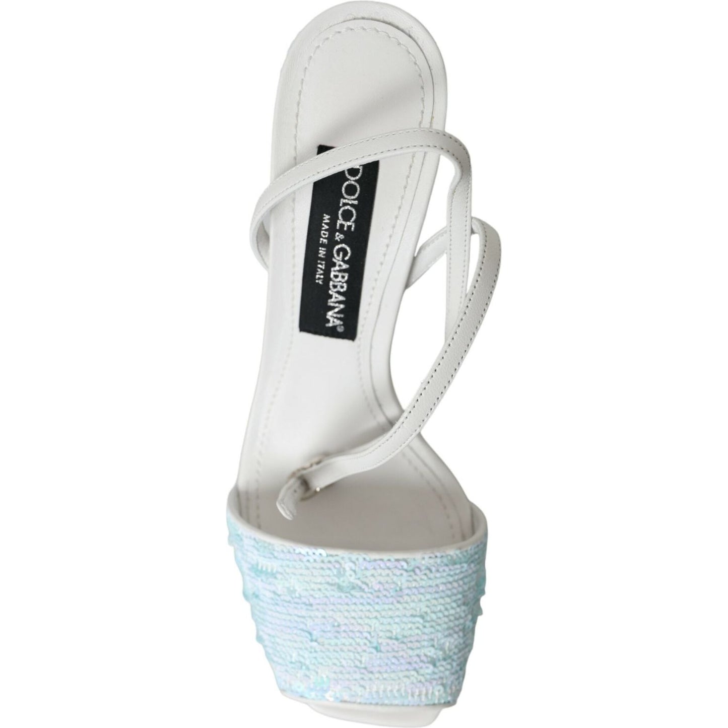 Dolce & Gabbana Light Blue Sequin Ankle Strap Sandals Shoes LA10564-39