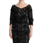 Dolce & Gabbana Black Cotton Silk Floral Long Dress SIG60574-3