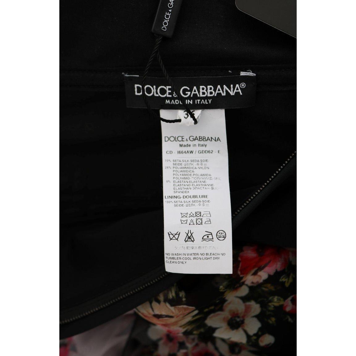 Dolce & Gabbana Multicolor Silk Stretch Floral Shift Long Dress SIG60609-1