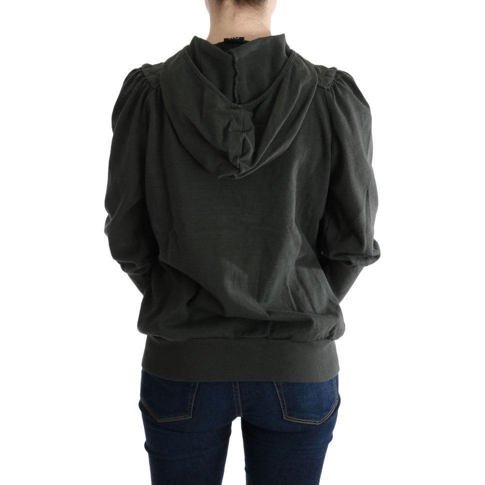 Exte Gray Top Hooded Cotton Zipper Sweater SIG30145-1