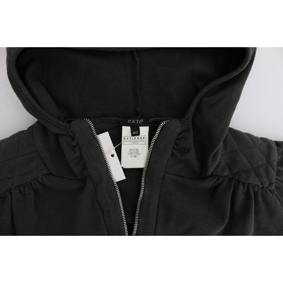 Exte Gray Top Hooded Cotton Zipper Sweater SIG30145-1