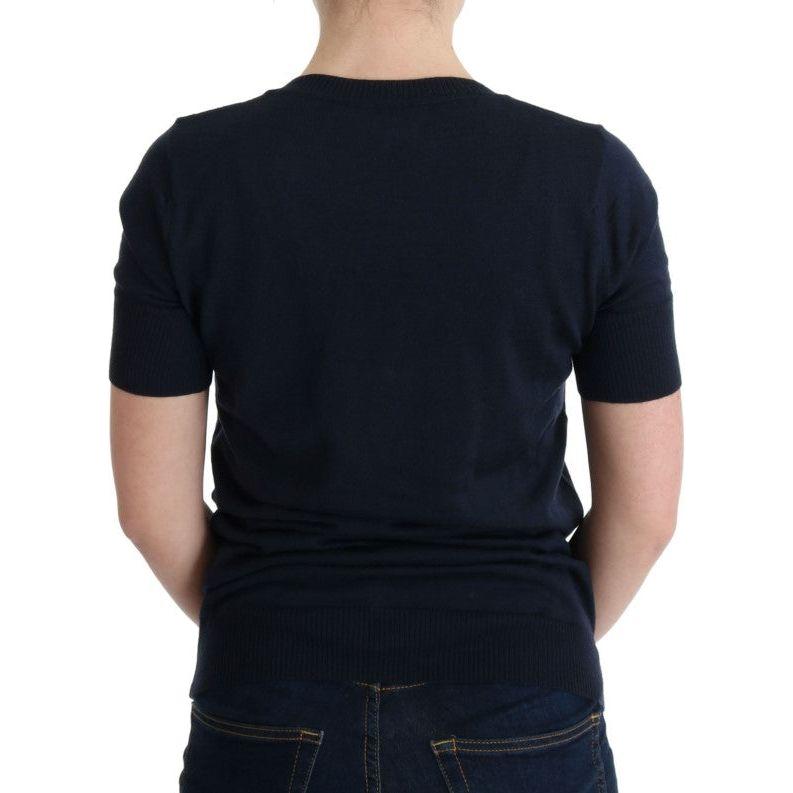 MARGHI LO' Blue 100% Lana Wool Blouse Top SIG30147-2
