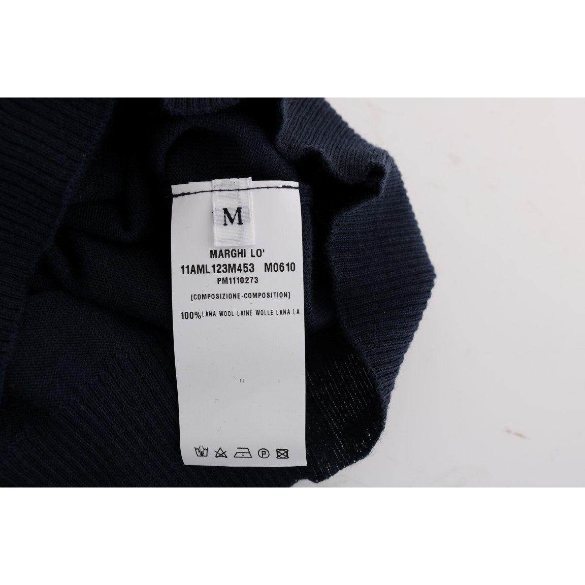 MARGHI LO' Blue 100% Lana Wool Blouse Top SIG30147-2