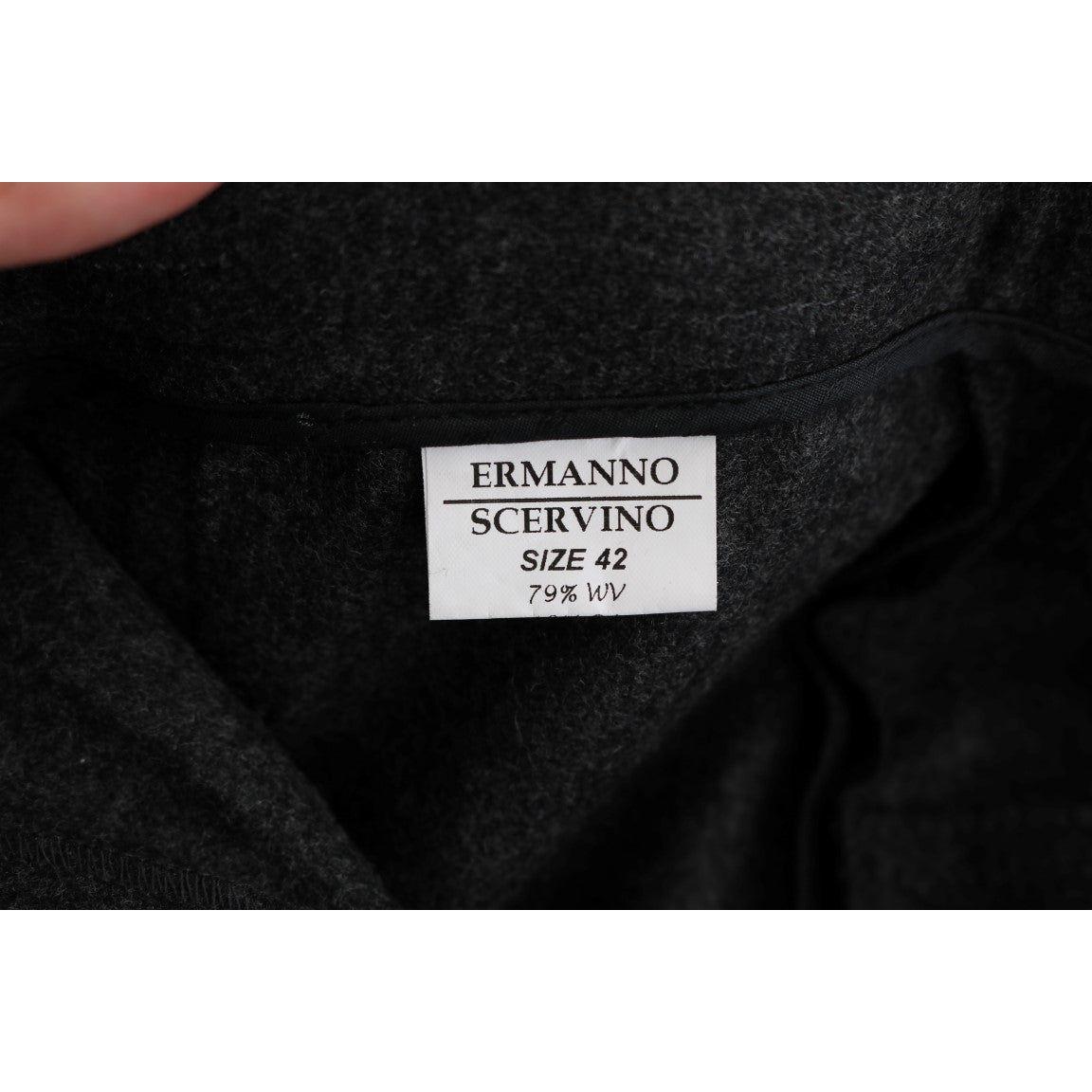 Ermanno Scervino Gray Virgin Wool Skinny Casual Pants SIG30332-2