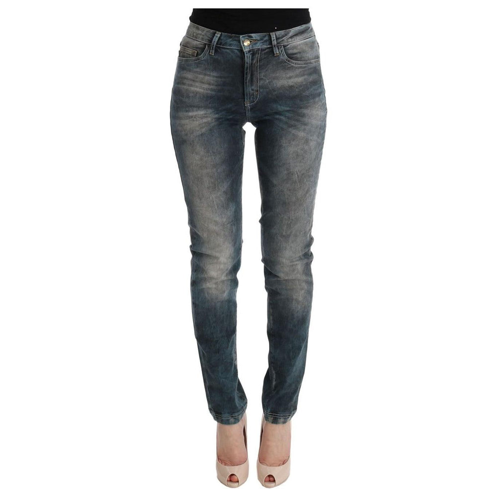 Cavalli Blue Wash Cotton Blend Slim Fit Jeans SIG32424-1