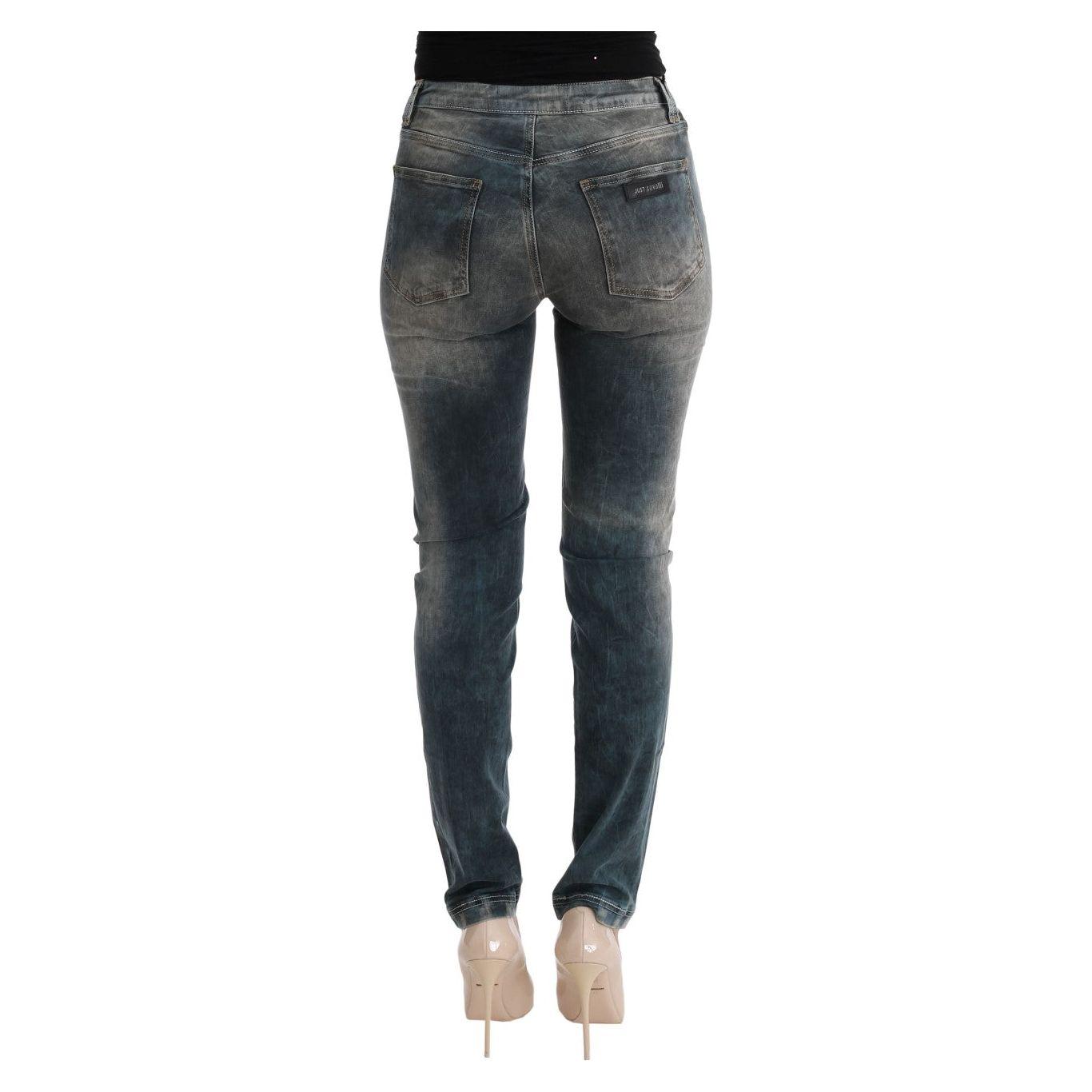 Cavalli Blue Wash Cotton Blend Slim Fit Jeans SIG32424-1