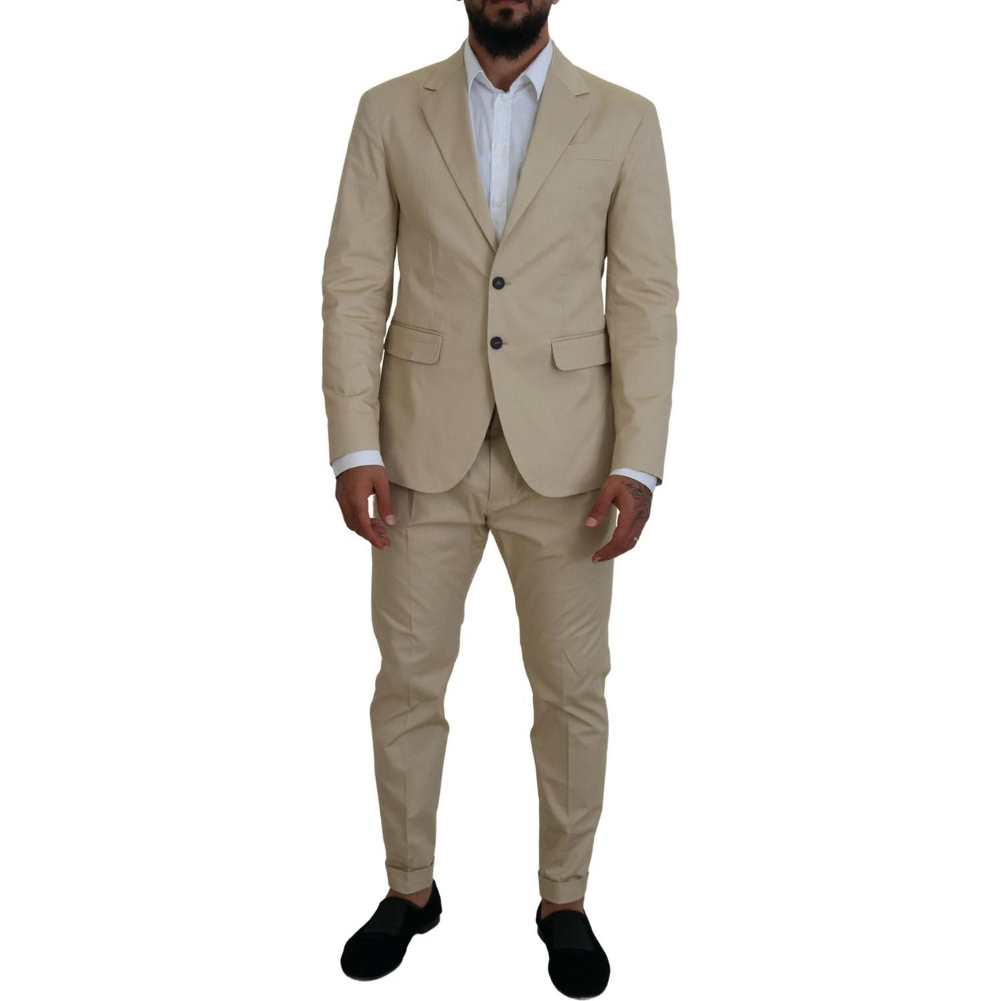 Dsquared² Beige Cotton Single Breasted 2 Piece CIPRO Suit KOS2011-48