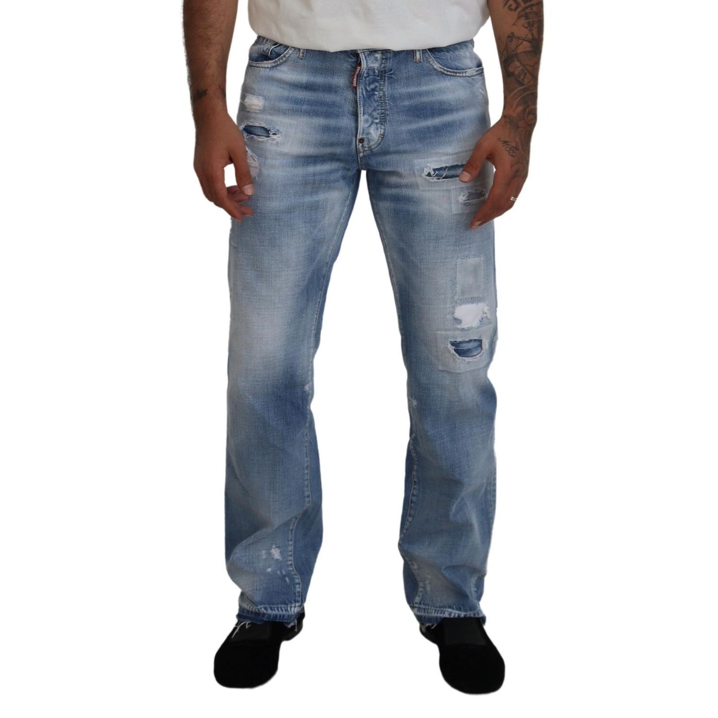 Dsquared² Blue Washed Straight Fit Men Casual Denim Jeans
