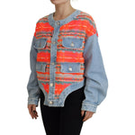 Dsquared² Orange Blue Panelled Button Front Denim Jacket JKT3515-38