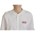 Dsquared² White Cotton Button Down Long Sleeves Crewneck Top TSH83433-38