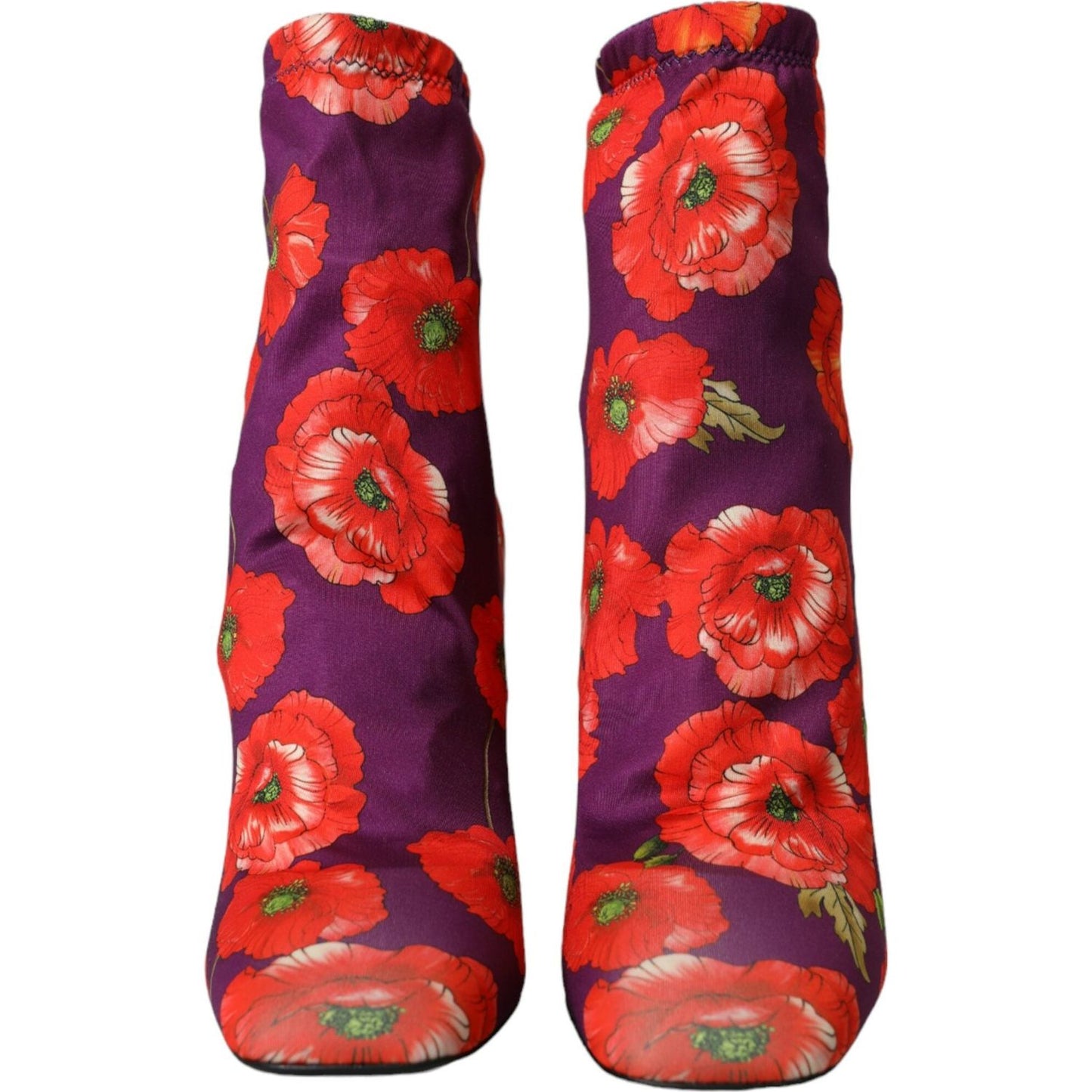 Dolce & Gabbana Purple Floral Jersey Stretch Boots Shoes LA10616-39