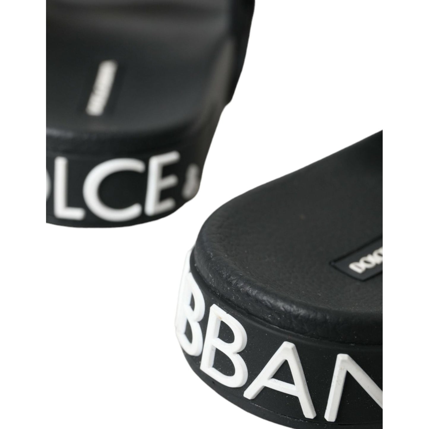 Dolce & Gabbana Black Neoprene Slides Flats Beachwear Shoes LA10806-35