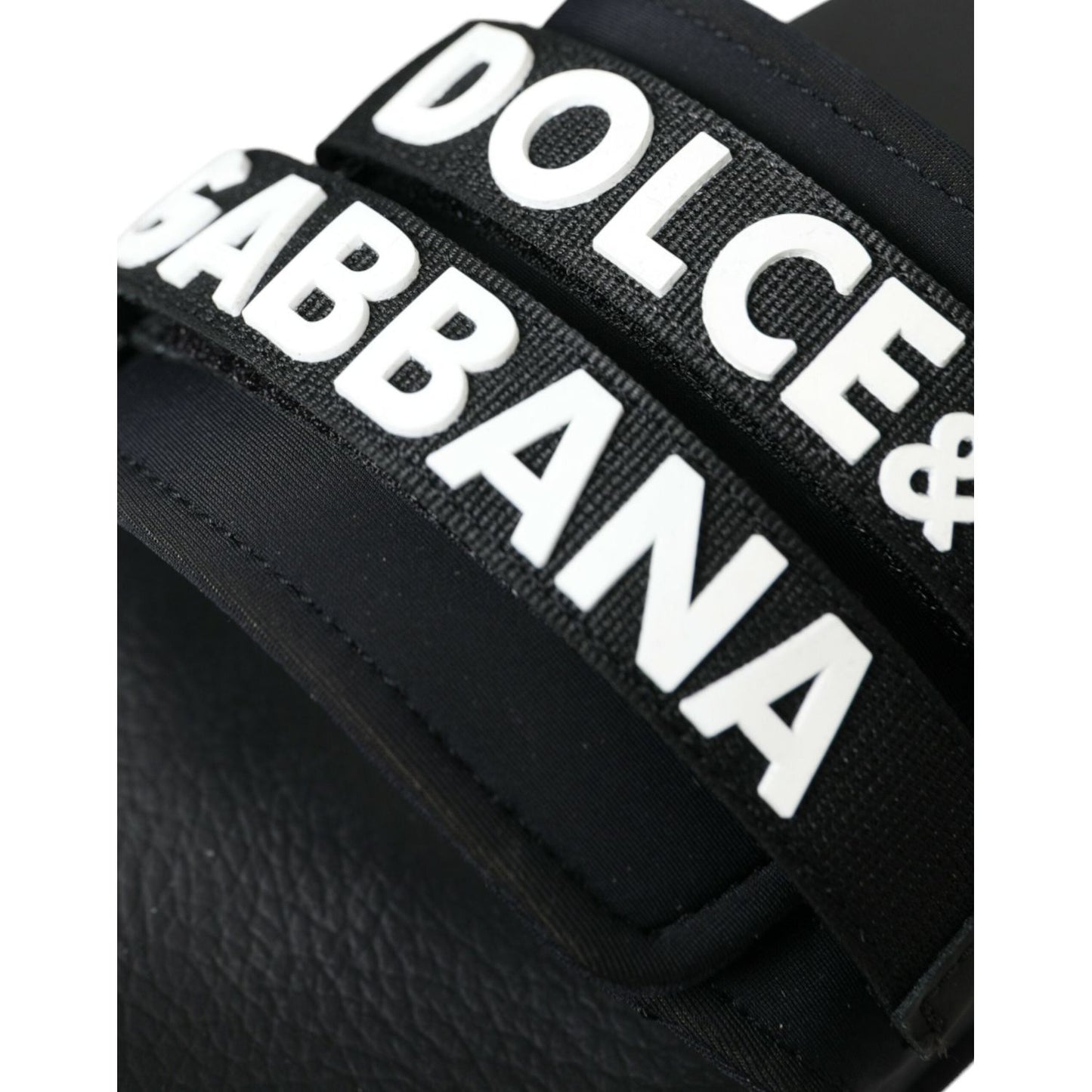 Dolce & Gabbana Black Neoprene Slides Flats Beachwear Shoes LA10806-35