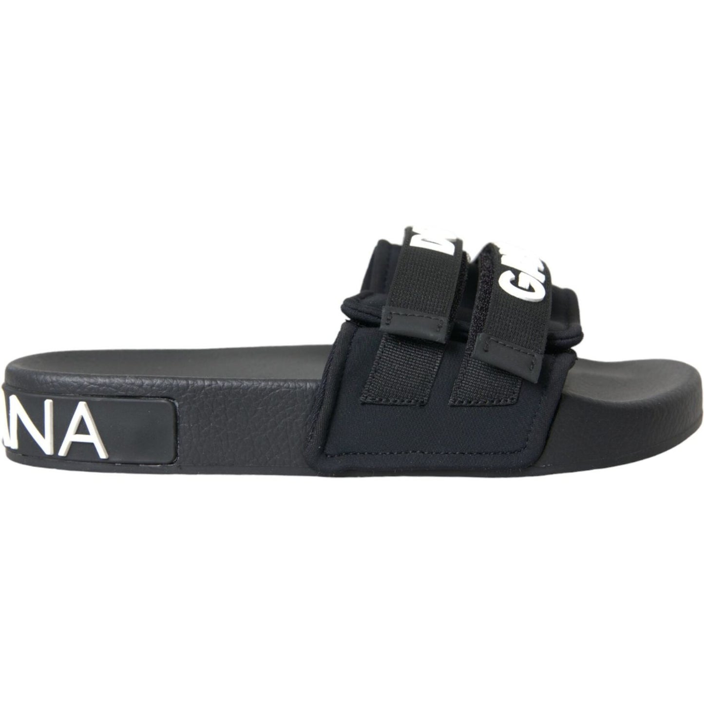 Dolce & Gabbana Black Neoprene Slides Flats Beachwear Shoes LA10806-35