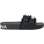 Dolce & Gabbana Black Neoprene Slides Flats Beachwear Shoes LA10806-35